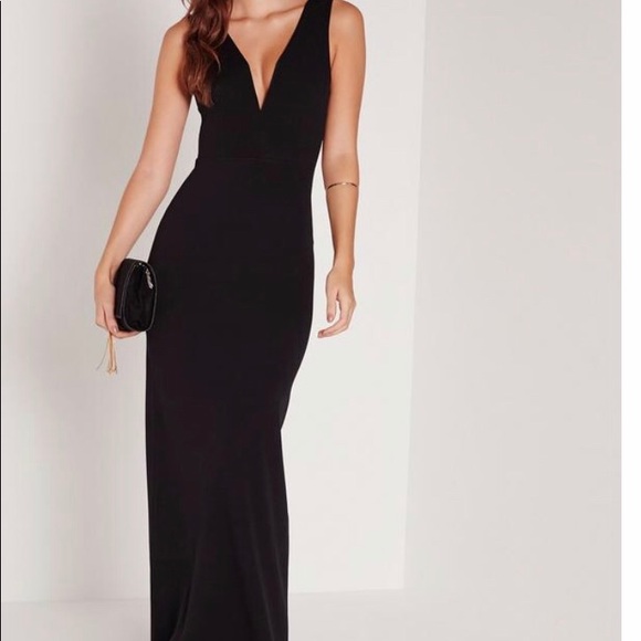 missguided plunge maxi dress